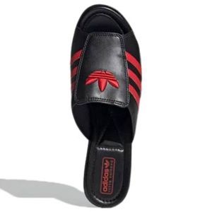 Women's Lotta Volkova x adidas Trefoil Mules Black Red FX8460 Size 8.5